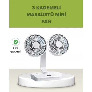 Çift Kafalı Masaüstü Ve Duvar Tipi Sessiz Usb Şarjlı Fan