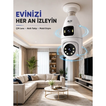 Çift Lens Wi-fi Ampul Kamera Ve Mobil Kontrol Yüksek Çözünürlüklü