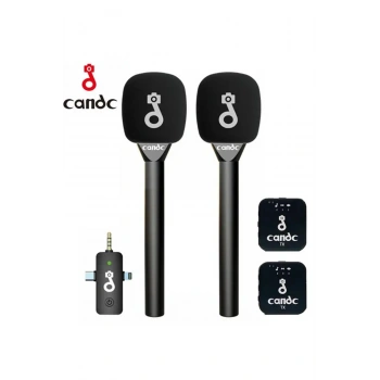 Çift Mikrofonlu Profosyonel Kablosuz Yüksek Kaliteli Ses Kaydı Röportaj Mikrofonu