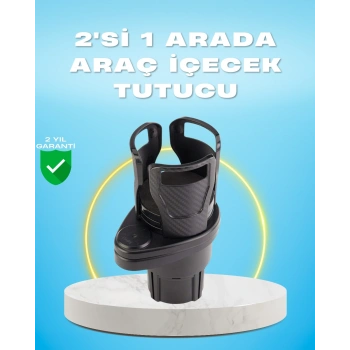 Çiftli Araba Bardak Tutucu Karbon Fiber Görünümlü 360° Ayarlı