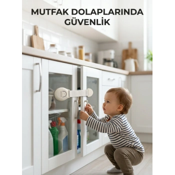 Çocuk Güvenlik Dolap Ve Çekmece Kilidi Güçlü Yapışkanlı Emniyet Kilidi