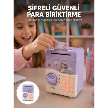 Çocuklar İçin Elektronik Şifreli Para Biriktirme Kumbarası Mor
