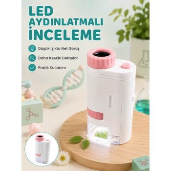 Çocuklar İçin Taşınabilir Bilim Mikroskobu 80x-200x Büyütme Ve Led Aydınlatma