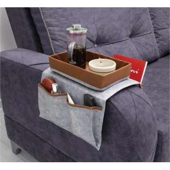 Çok Amaçlı Deri Şeritli Cepli Koltuk Kenarı Düzenleyici 03938