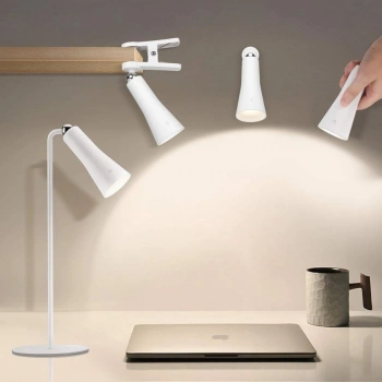 Çok Amaçlı Güçlü Manyetik Başlıklı 4’ü 1 Arada Portatif Beyaz LED Lamba Masaüstü, El Feneri, Duvara Asılabilir ve Mandallı Klipsli Işık