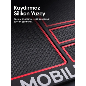 Çok Bölmeli Araç İçi Organizer Mat Kaydırmaz Silikon Telefon Tutuculu Tasarım