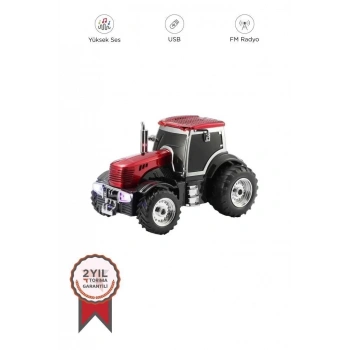 D42 Kırmızı Traktör Tasarım Usb/fm Radyo Bluetooth Hoparlör Speaker