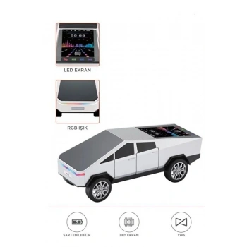 D68 Cyber Model Araba Tasarımlı Bluetooth Hoparlör 15w Güçlü Ses Rgb Led /tws/usb Beyaz