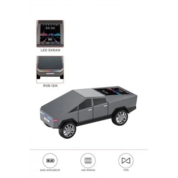D68 Cyber Model Araba Tasarımlı Bluetooth Hoparlör 15w Güçlü Ses Rgb Led /tws/usb Gri