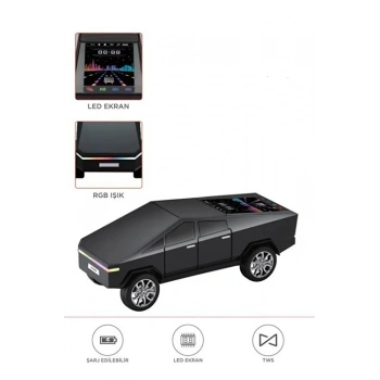 D68 Cyber Model Araba Tasarımlı Bluetooth Hoparlör 15w Güçlü Ses Rgb Led /tws/usb Siyah