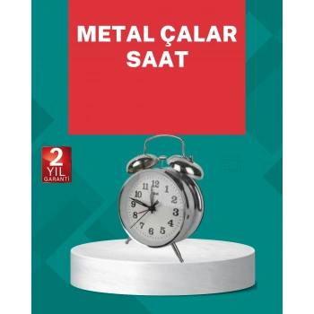 Dekoratif Gümüş Işıklı Alarmlı Masa Saati Sessiz Mekanizma