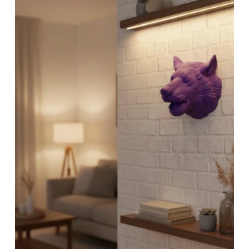 Dekoratif Mor Kurt Duvar Heykeli Asılabilir Hediyelik 25x19 Cm