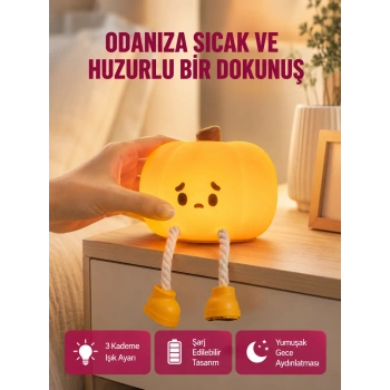 Dekoratif Pumpkin Gece Lambası Şarjlı Dokunmatik Led Işık Yeni Nesil