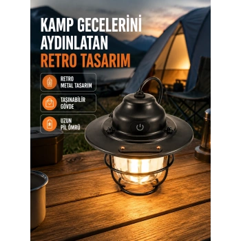 Dekoratif Ve Fonksiyonel Taşınabilir Kamp Gece Lambası