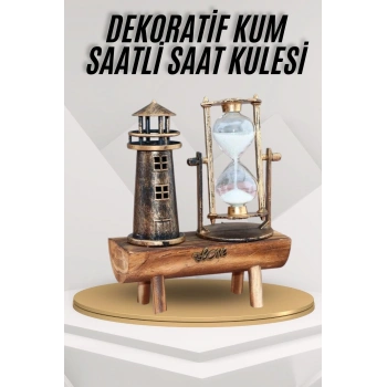 Deniz Feneri Kum Saati Ahşap Görünümlü Vintage Tarz Biblo