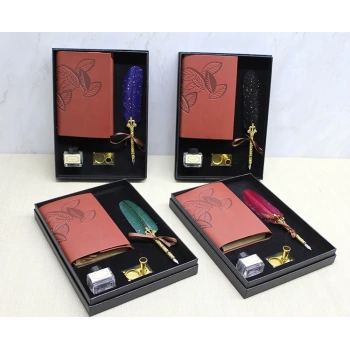 Deri Defterli Ve Divit Hokka Seti Alk4719