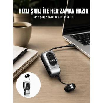 Dijital Ekranlı Bluetooth Kulaklık – Titreşimli Bildirim, 25 Saat Kullanım Yeni Nesil