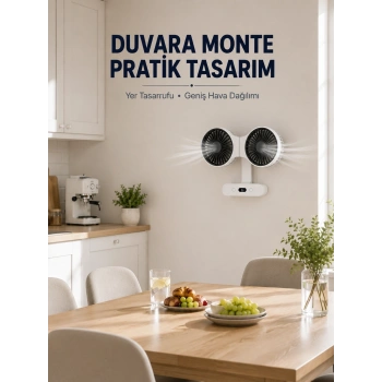 Dijital Göstergeli Çift Fan Başlıklı Masa Vantilatörü