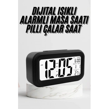Dijital Masa Saati Termometre Takvim Led Ekran Pilli Ev Ofis Masası