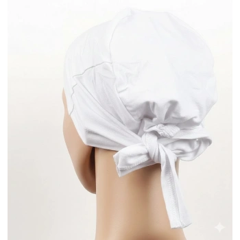 Dikişsiz Bağlamalı Tesettür Bone - Bağlamalı Bandana Beyaz (599)