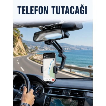 Dikiz Aynasına Monte Telefon Tutucu Katlanabilir Ayarlanabilir Araç İçi Telefon Standı