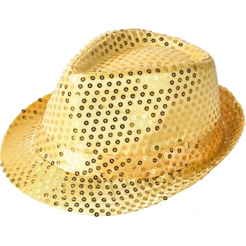Disko  Altın Gold Payetli Fötr Şapka Yetişkin Boy