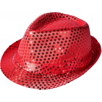 Disko  Kırmızı Payetli Fötr Şapka Yetişkin Boy