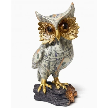 Dolar Baskılı Özel Tasarım Polyester Baykuş - 22x13 Cm