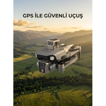 Ekranlı Kumandalı Gps Drone Çift Kameralı Katlanabilir Hava Aracı
