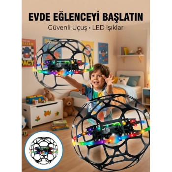 El Hareketi Kontrollü Futbol Topu Tasarımlı Drone Led Işıklı