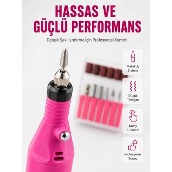 Elektrikli Manikür Pedikür Törpü Seti 6 Başlıklı Yeni Nesil