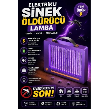 Elektrikli Sinek Öldürücü Lamba | Şarjlı, Sessiz, Led Işıklı Etkili Koruma