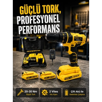 Ergonomik Tasarımlı 12v Matkap | 2 Vitesli, Led Aydınlatmalı Ve Dayanıklı