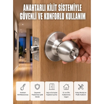 Es Güvenli Topuzlu Kapı Kilidi