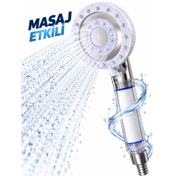 Filtreli Duş Başlığı Masaj Etkili Beyaz