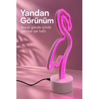 Flamingo Led Lamba Pembe Işıklı Usb Ve Pilli