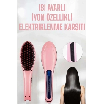 Fön Etkili Saç Düzleştirici Tarak Yıpranma Karşıtı Döner Kablo Isı Ayarlı