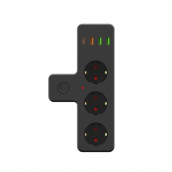 Ftr-12 Termal Akım Korumalı Isıya Dayanıklı 3’lü Priz 3x Usb 1x Type-c