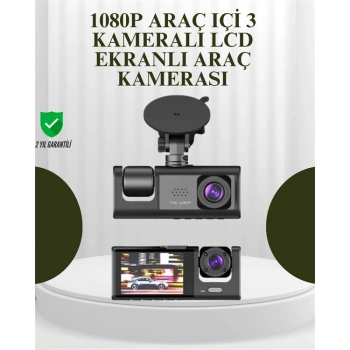 G-sensörlü 3lü Kayıtlı Araç Kamerası