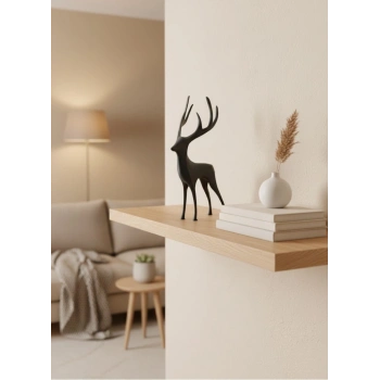 Geyik Figürü Gri Modern Salon Ve Raf Dekoru