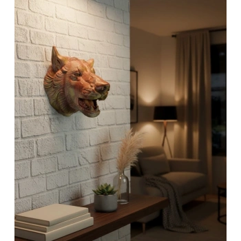 Gold Kurt Duvar Aksesuarı Asılabilir 3d Dekoratif Heykel 25x19 Cm