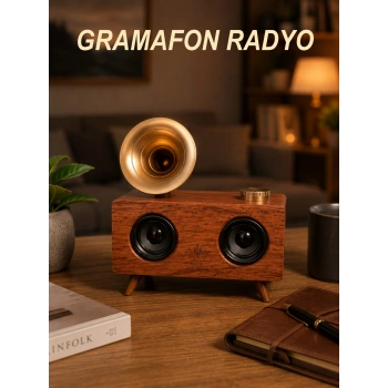 Gramafon Nostaljik Radyo Yüksek Ses Kalitesi Usb Tf Kart Aux Yeni Nesil