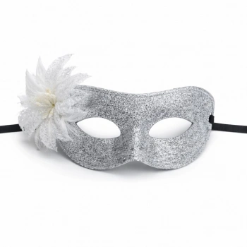 Gümüş Simli Tüylü Balo Maskesi – Kadın Parti  Maskeli Balo Maskesi