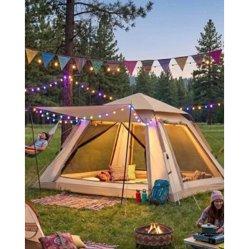 Güneşlikli Kamp Çadırı 240x240x160 Cm 6 Kişilik Kolay Kurulum Outdoor