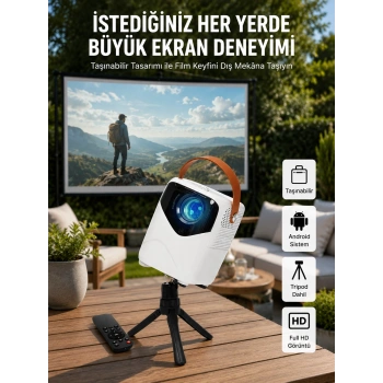 Hd Ayaklı Portatif Projeksiyon Cihazı Android İşlemcili Sinema Projektörü
