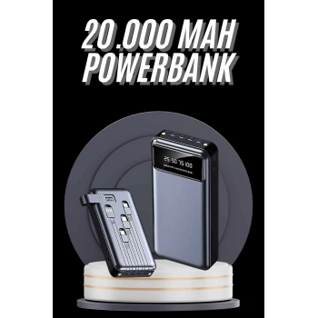 Hızlı Şarj Özellikli 20.000 Mah Dijital Göstergeli Usb Girişli Android Ve İos Uyumlu Powerbank