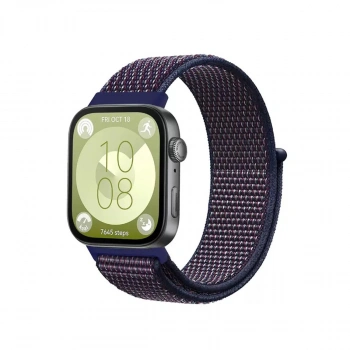Huawei Fit 4 Hasırlı Cırtcırtlı Kordon (saat Değildir) - Mavi-beyaz