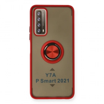 Huawei P Smart 2021 Kılıf Montreal Yüzüklü Silikon Kapak - Kırmızı