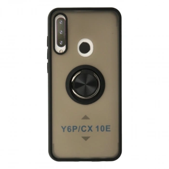 Huawei Y6p Kılıf Montreal Yüzüklü Silikon Kapak - Siyah