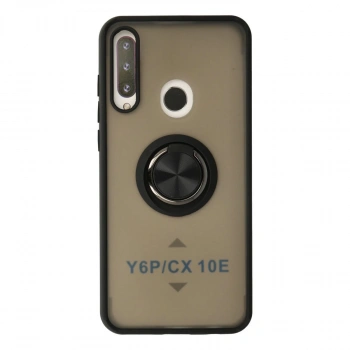 Huawei Y6p Kılıf Montreal Yüzüklü Silikon Kapak - Siyah